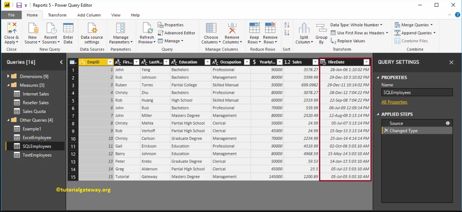 Power BI Date Format - Hire Data